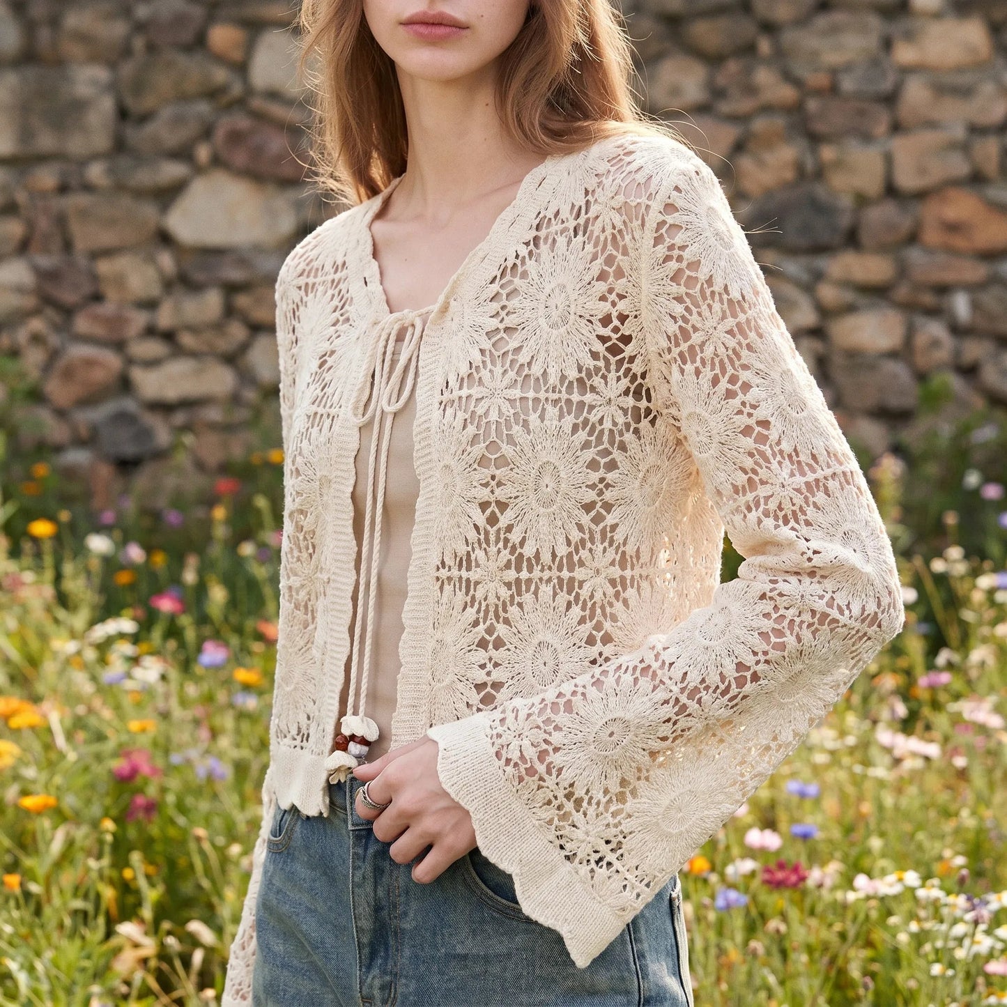 Floral Knit Cardigan - Lilac product view