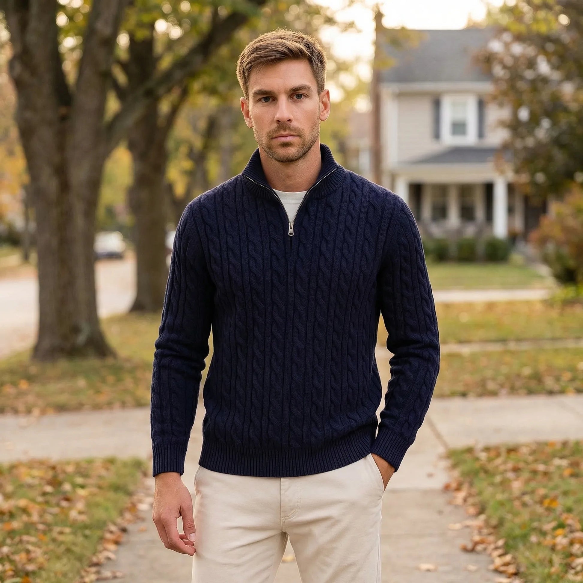 Knit Quarter-Zip Men's Sweater - Edmond product view