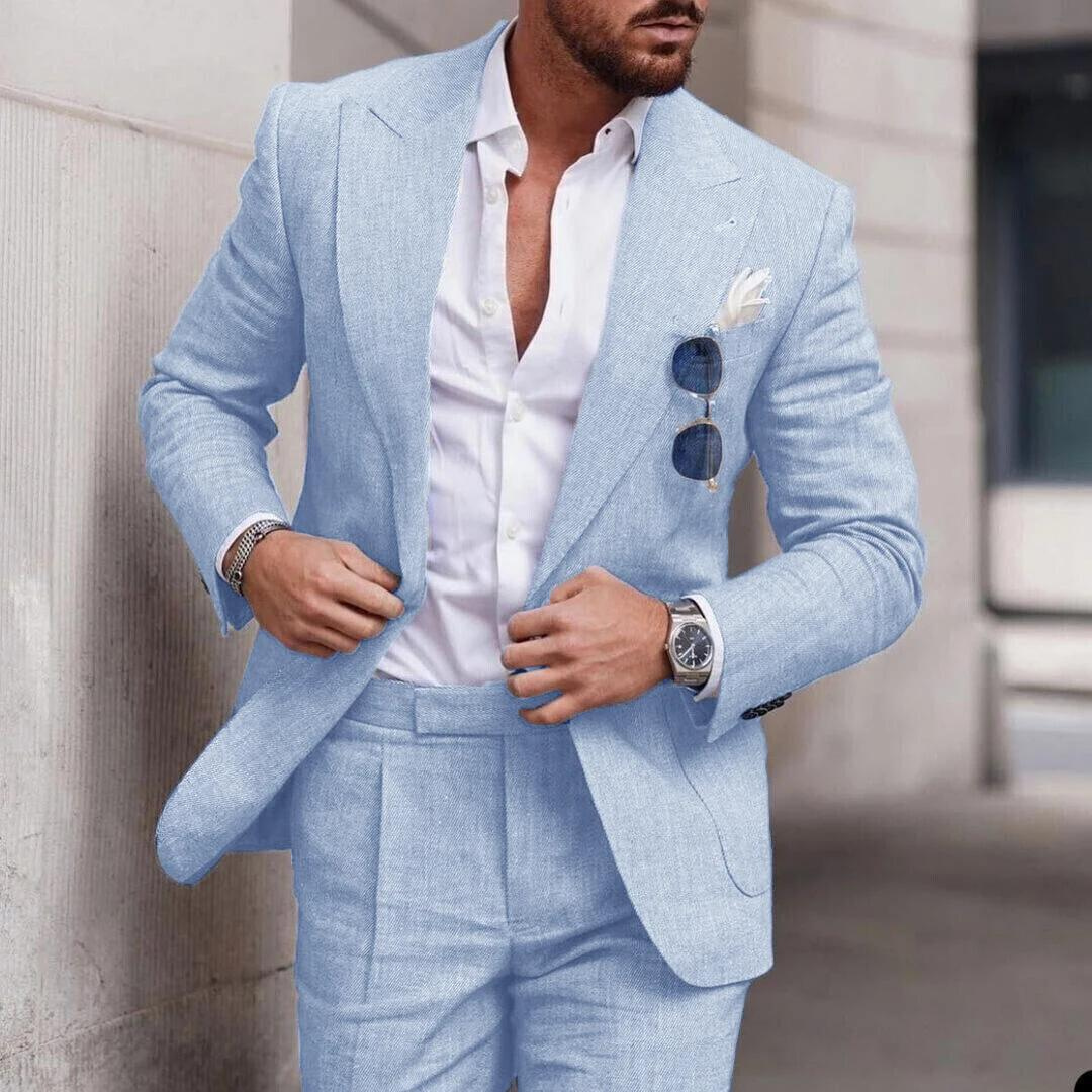 Trendy Linen 2-Piece Beach Suit for Men - Caden product view