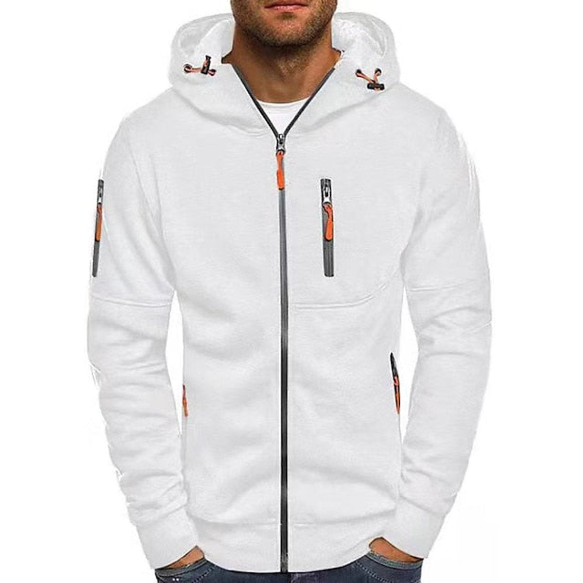 Men's Zip-Up Hooded Knit Sweater Fleece Pullover Hoodie product view