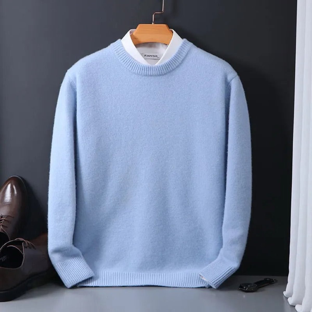 Men's Soft Mohair Crewneck Knit Sweater Pullover product view