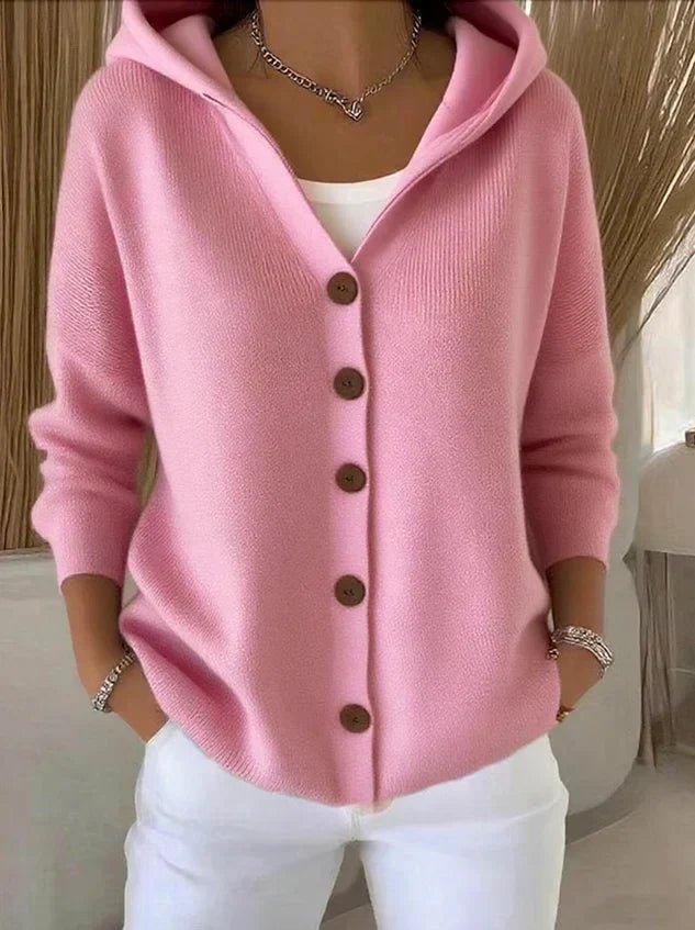 Women's Relaxed-Fit Hooded Button-Front Knit Cardigan product view