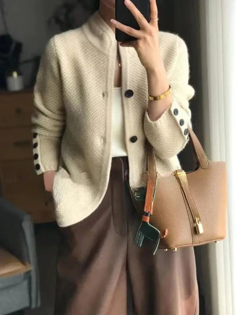 Women's Cashmere Wool Button-Front Knit Cardigan product view
