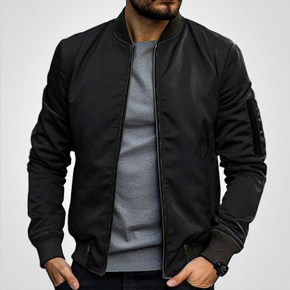 Men's Classic Slim-Fit Zip-Up Bomber Jacket product view