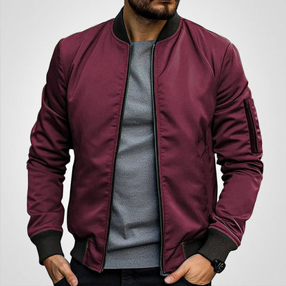 Men's Classic Slim-Fit Zip-Up Bomber Jacket product view